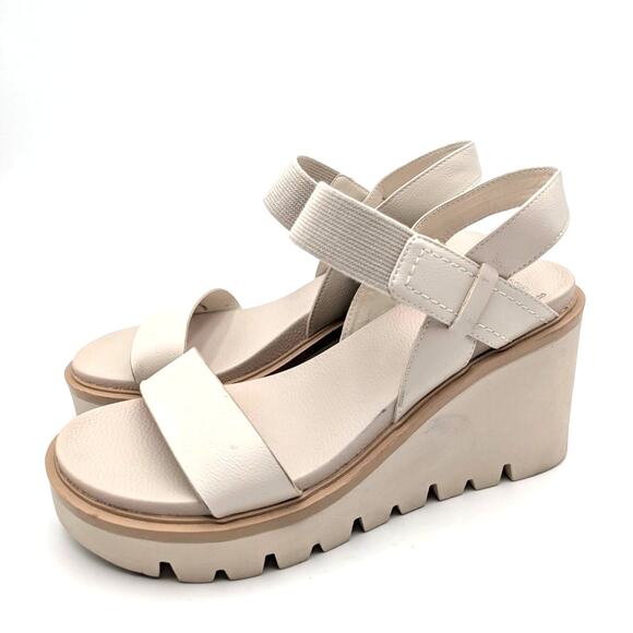 MIA Ciji Wedge Platform Slingback Sandal Open Toe Women's Ivory Size US9.5M EU40 - Picture 1 of 12